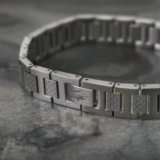 Bracelet 🐊 Metropole "L" en Acier noir, Longueur ajustable avec packaging