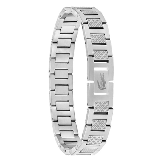 Bracelet Metropole "Lacoste" en Acier Noir et gris , Longueur Ajustable de 13 cm à 19 cm