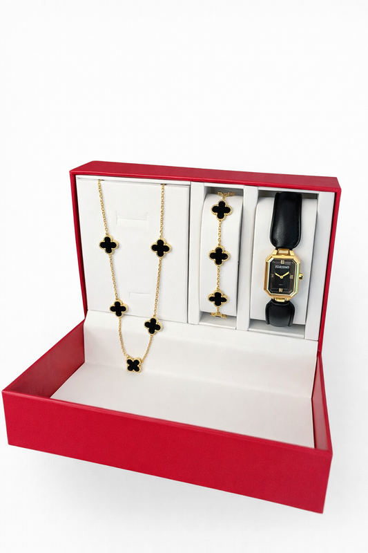 ✨ Coffret Élégance – Pack 3 Pièces ⌚💎 (Montre + Bracelet + Collier) 💖🎁