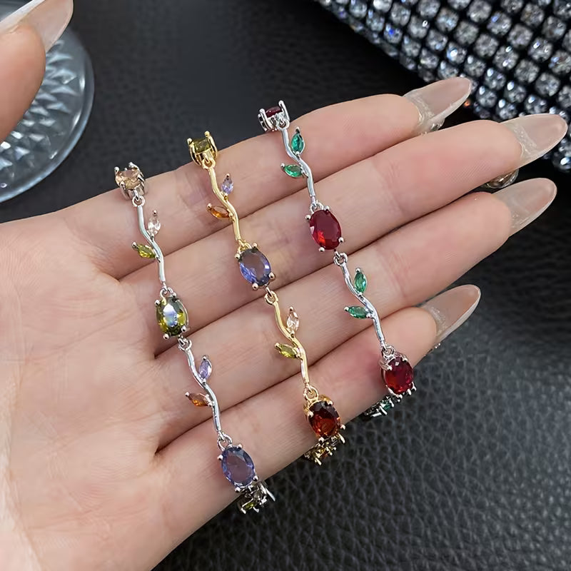 Bracelet Tulip ✨ – Élégance en Plaqué Or 💛 & Pierres Colorées 💎